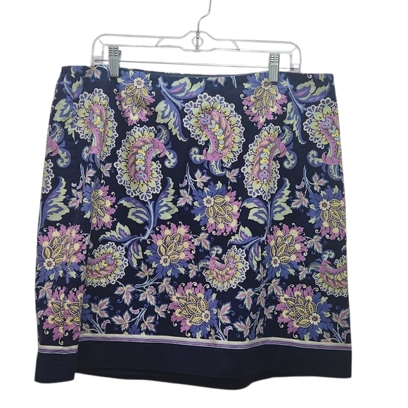 Talbots Dresses & Skirts - Talbots Plus 16W Navy Purple Paisley Floral Skirt Stretchy